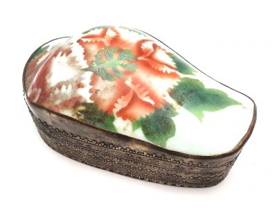 Asiatische Box Metall und Porzellan Blume