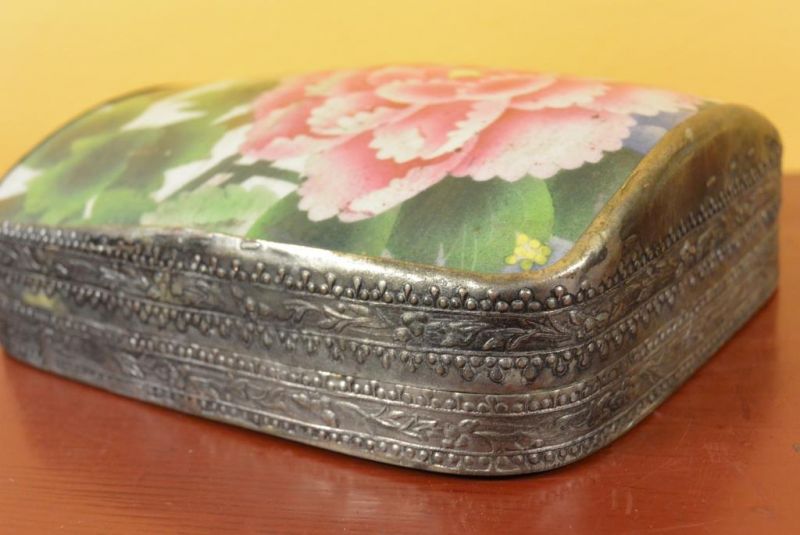 Asiatische Box - Metall und Porzellan - Große Pfingstrose 4