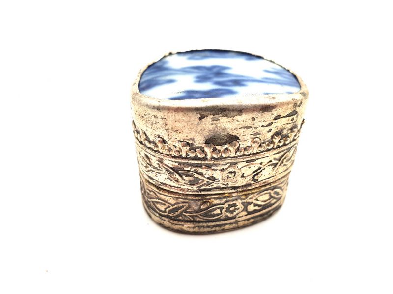 Asiatische Box Metall und Porzellan Klein 3