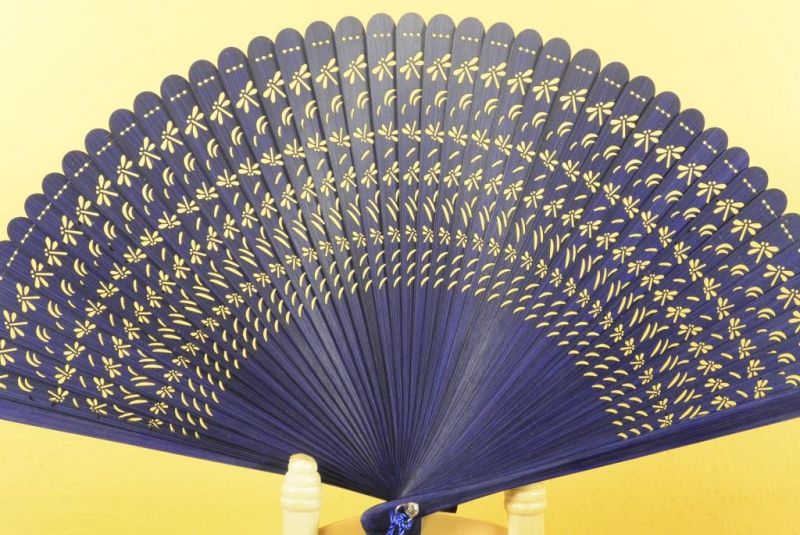 Asiatische Fächer Sandelholz - Marineblau 2