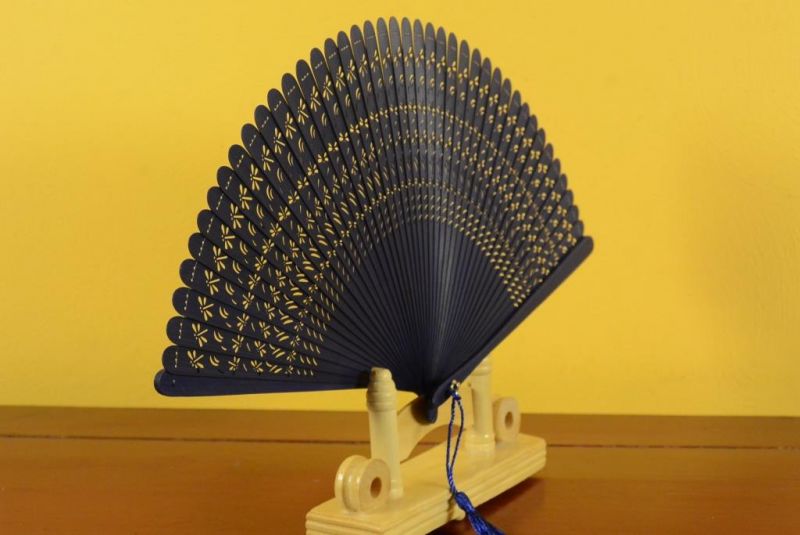 Asiatische Fächer Sandelholz - Marineblau 3