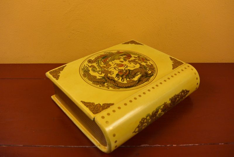 Asiatische Holzschatullen Gelb Buchform 5