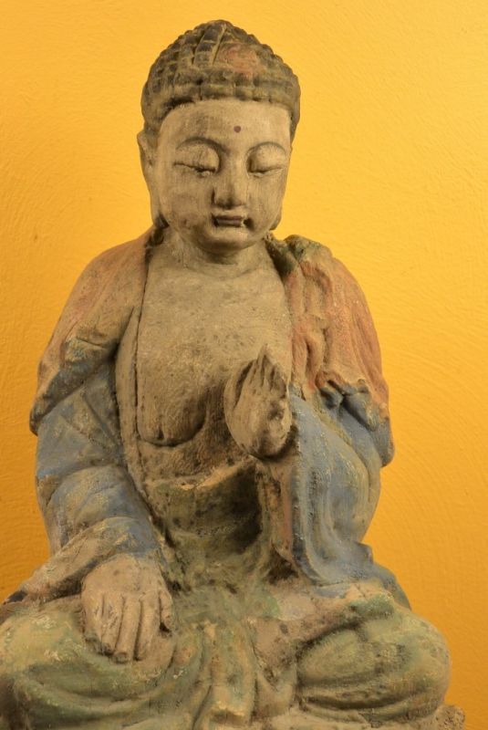Asiatische Holzstatue Buddha Lotussitz 2