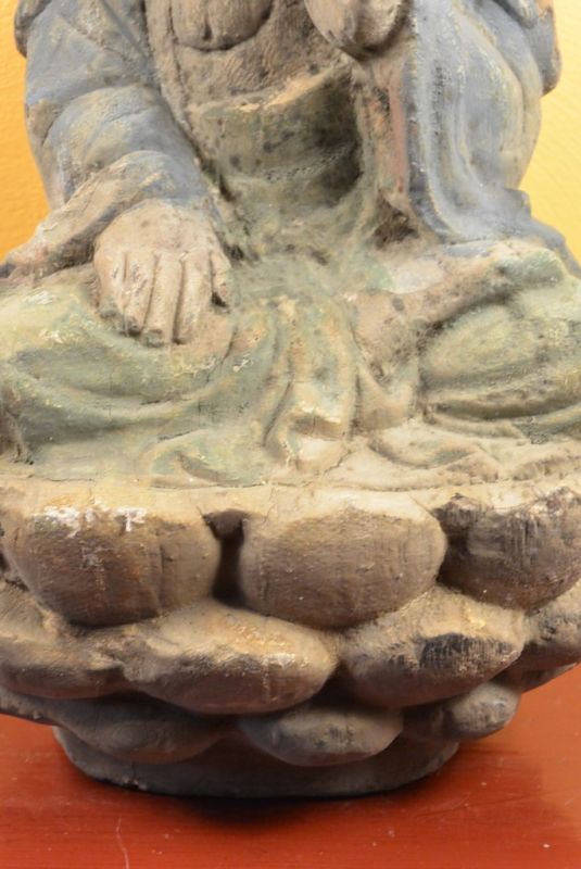 Asiatische Holzstatue Buddha Lotussitz 3