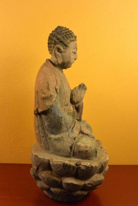 Asiatische Holzstatue Buddha Lotussitz 4