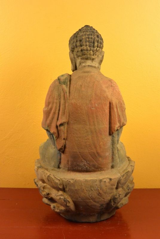 Asiatische Holzstatue Buddha Lotussitz 5