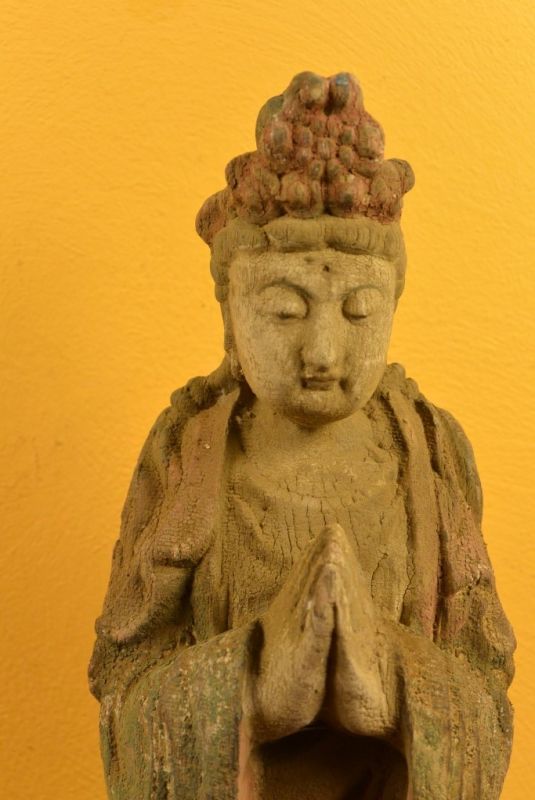 Asiatische Holzstatue Göttin Guanyin Steh 2