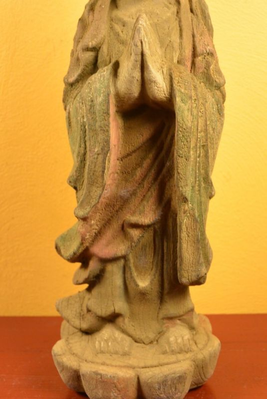 Asiatische Holzstatue Göttin Guanyin Steh 3