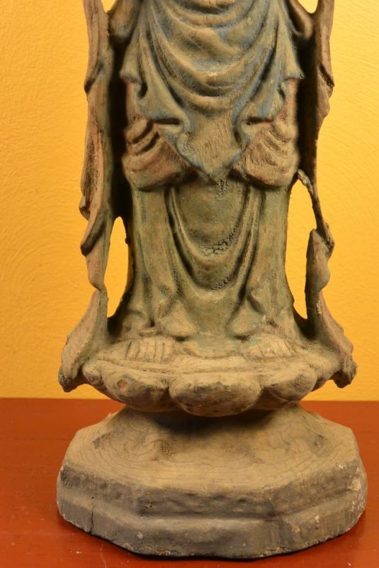 Asiatische Holzstatue Große stehende Göttin 3
