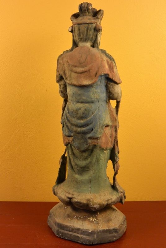 Asiatische Holzstatue Große stehende Göttin 5