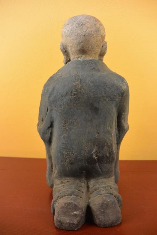 Asiatische Holzstatue Mönch im Gebet 5