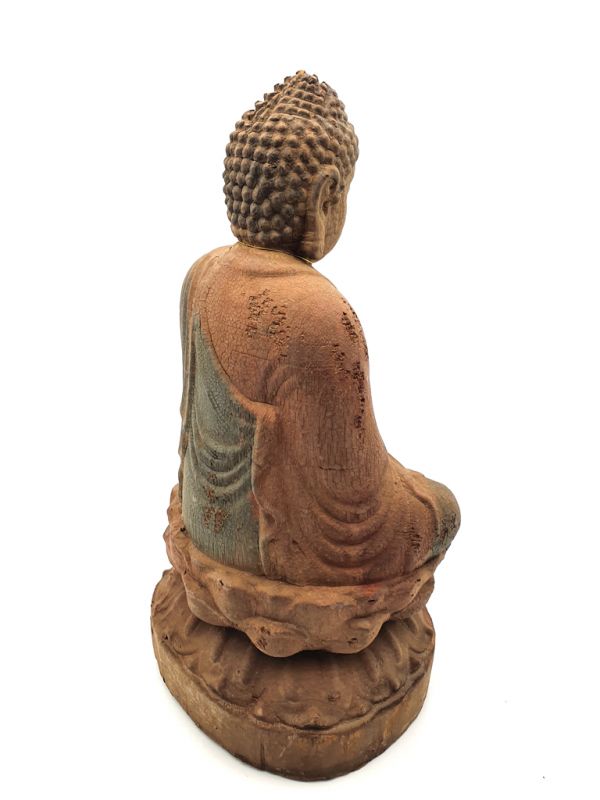 Bilder überfliegen für die vergrößerung Asiatische Holzstatue Sitzender Buddha 4