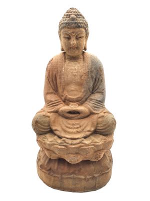 Asiatische Holzstatue Sitzender Buddha