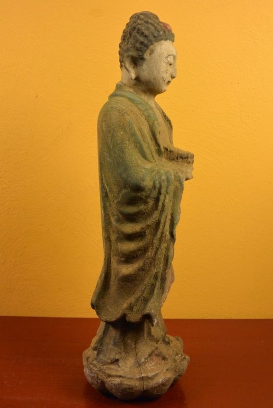 Asiatische Holzstatue Stehender Buddha 4