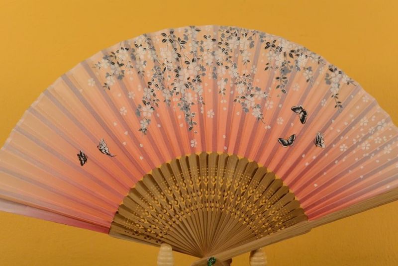Asiatischen Fächer - Rosa Orange - Schmetterlinge 2
