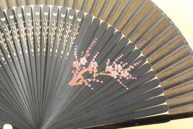 Asiatischen Fächer - Schwarz - Japanische Kirsche 2
