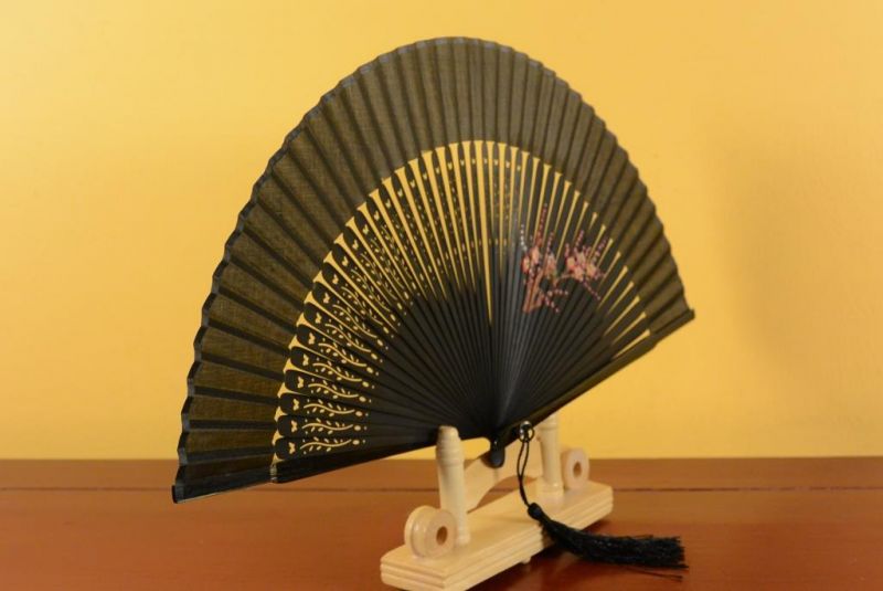 Asiatischen Fächer - Schwarz - Japanische Kirsche 3