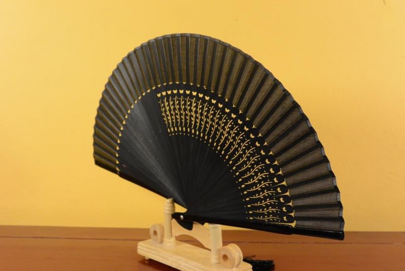 Asiatischen Fächer - Schwarz - Japanische Kirsche 4