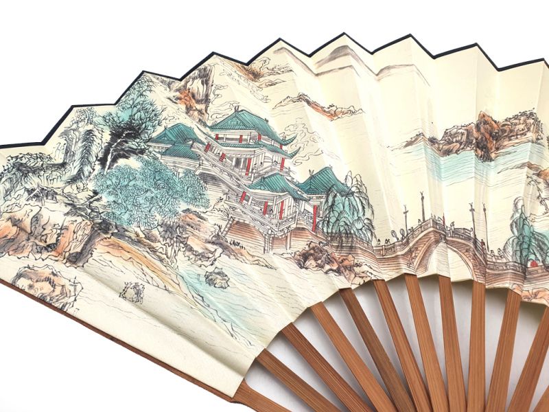 Asiatischer Gebläse - Print - Der Tempel des Flusses 2