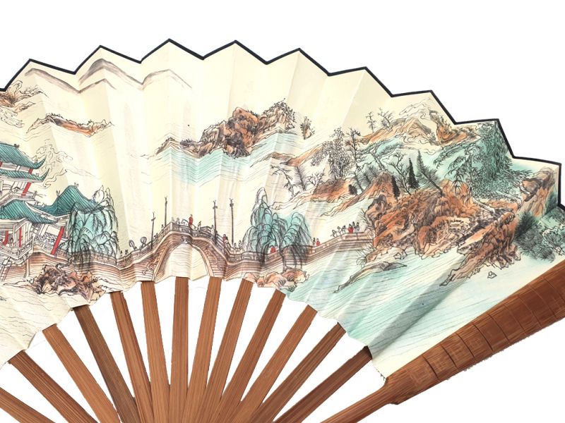 Asiatischer Gebläse - Print - Der Tempel des Flusses 3