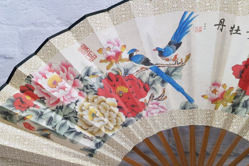 Asiatischer Gebläse - Print - Vögel und Blumen 2