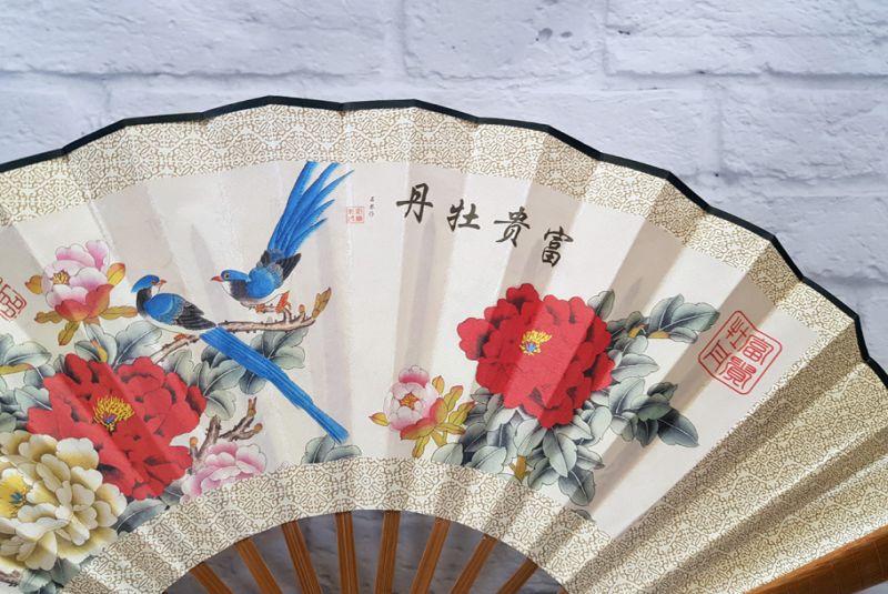 Asiatischer Gebläse - Print - Vögel und Blumen 3
