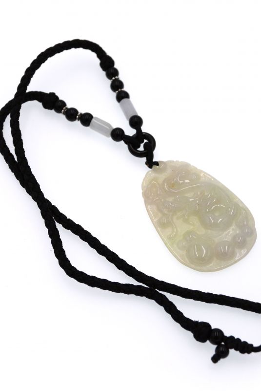 Astrologie Jade Anhänger - Drache - Weiß Transparent 3
