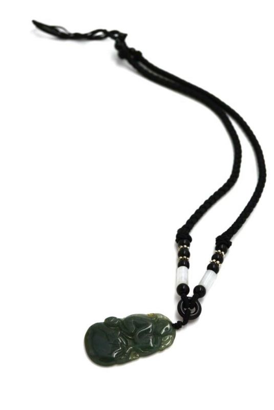 Astrologie Jade Anhänger Dunkelgrün / Durchscheinend - Affe 3