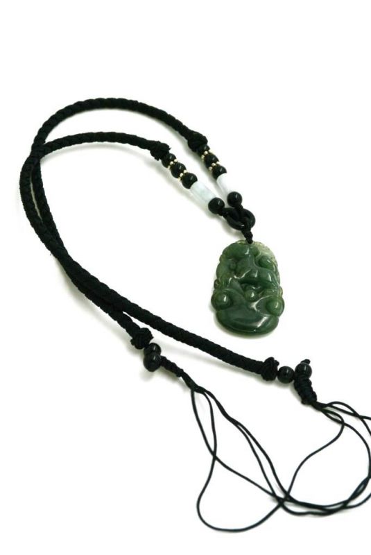 Astrologie Jade Anhänger Dunkelgrün / Durchscheinend - Hund 3