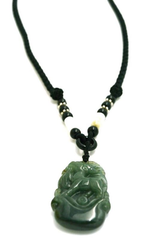 Astrologie Jade Anhänger Dunkelgrün / Durchscheinend - Schaf 2