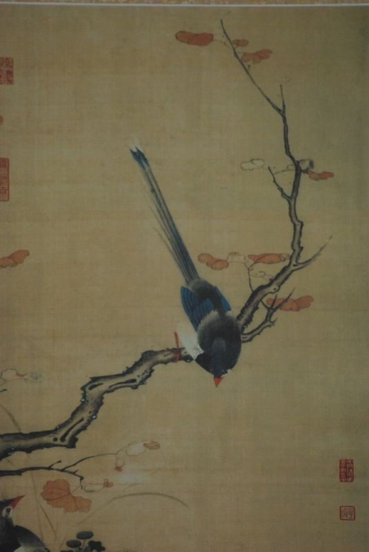Aves Pintura China sobre seda 2