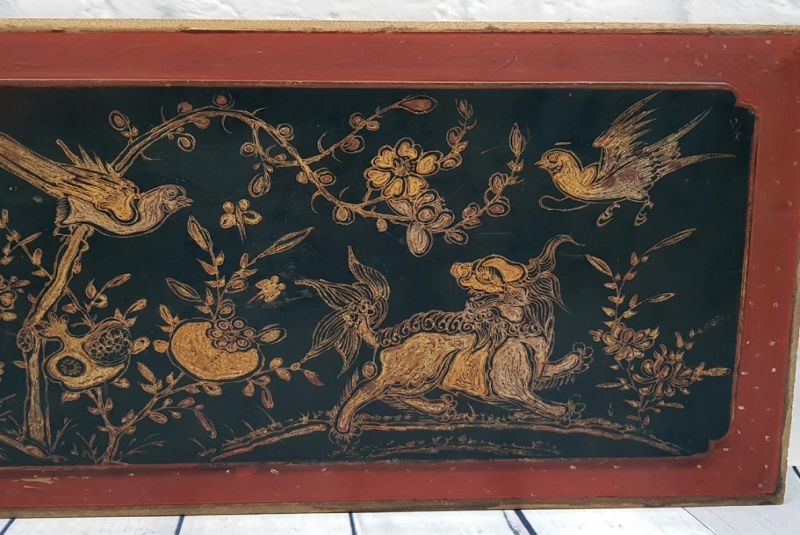 Bemalte Holzplatten Malerei auf Holz Der Hund und die Vögel 2