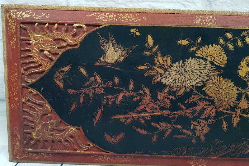 Bemalte Holzplatten Malerei auf Holz Vögel und goldene Blumen 2
