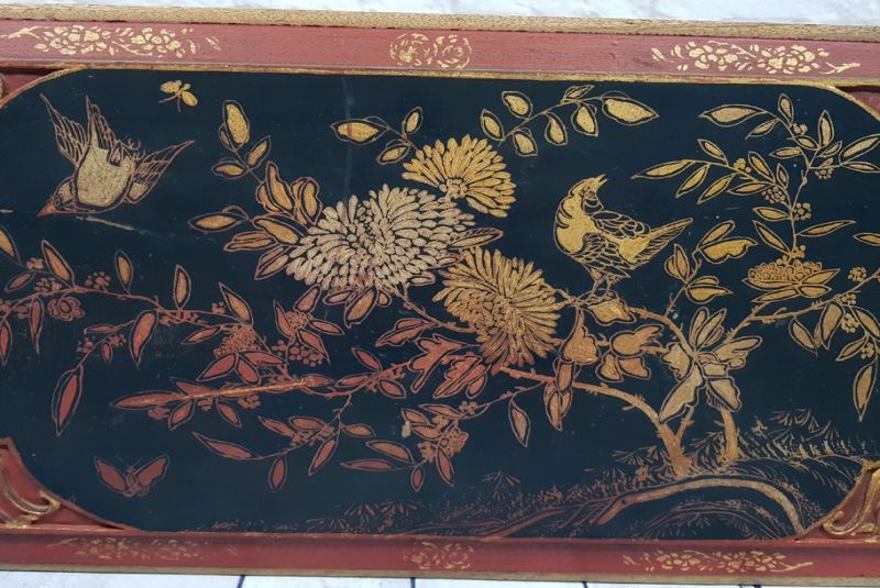 Bemalte Holzplatten Malerei auf Holz Vögel und goldene Blumen 3