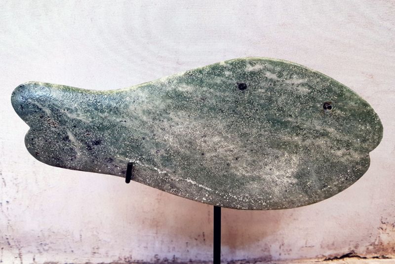 Bi chinesischer Stein - Fisch - Mount Lushan Stone - Grüner Fisch 2