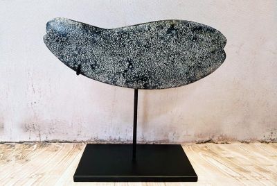 Bi chinesischer Stein - Fisch - Mount Lushan Stone - Schwarz