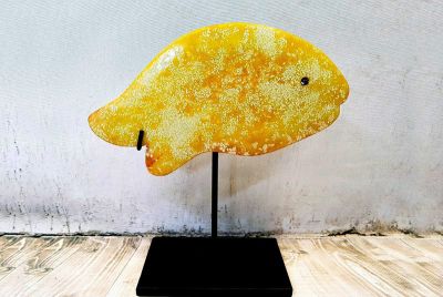 Bi Chinois en Pierre - Poissons - Pierre du Mont Lushan - Poisson Jaune - orange Bi Chinois en Pierre - Poissons - Pierre du Mont Lushan - Poisson Jaune - orange