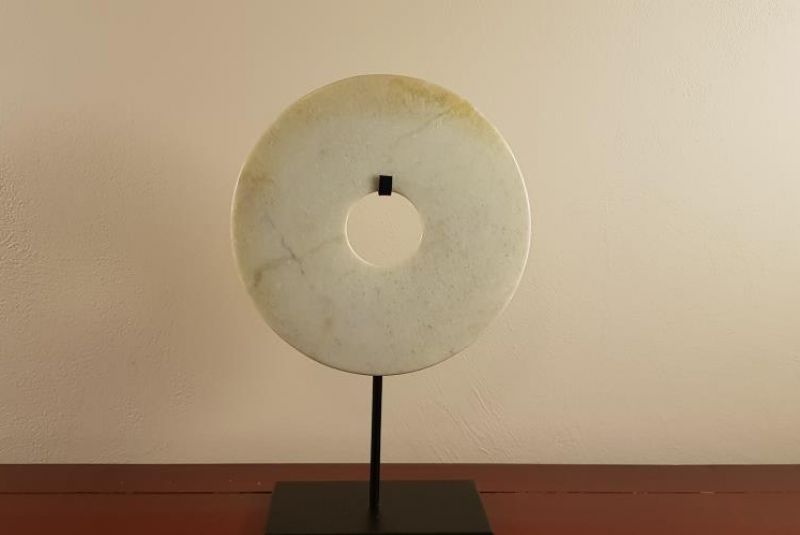 Bi-Scheibe aus Jade 20cm - Jade Weiß geäderten 2