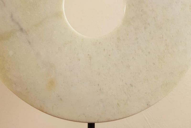 Bi-Scheibe aus Jade 20cm - Jade Weiß geäderten 3