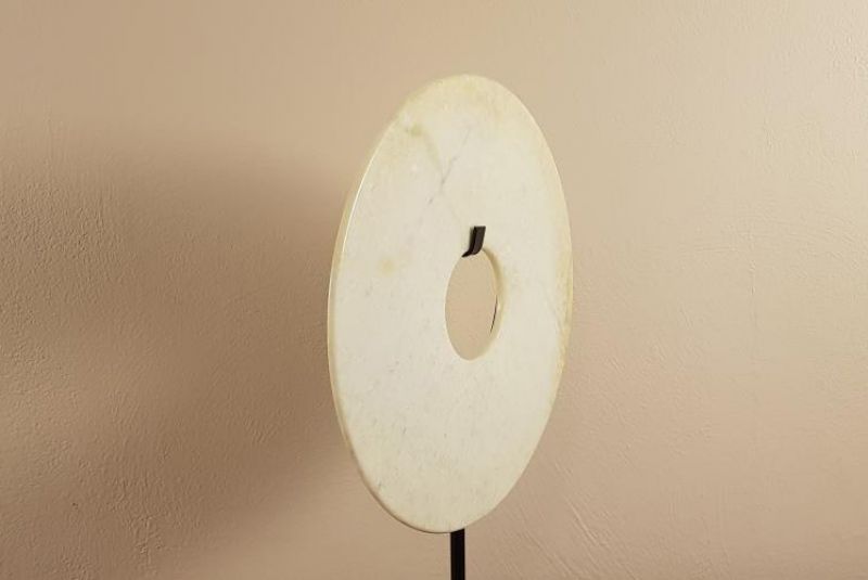 Bi-Scheibe aus Jade 20cm - Jade Weiß geäderten 5