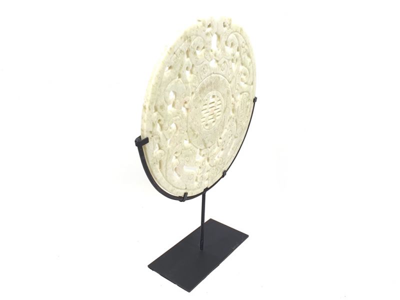 Bi-Scheibe aus Jade 30cm - Jade Weiß geäderten 4
