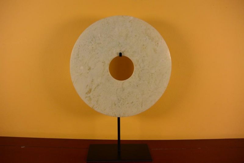 Bi-Scheibe aus Jade 30cm - Jade Weiß geäderten 2
