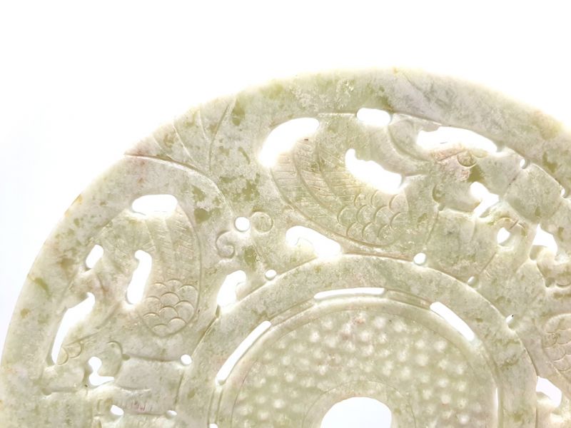 Bi-Scheibe aus Jade 30cm - Jade Weiß geäderten 3