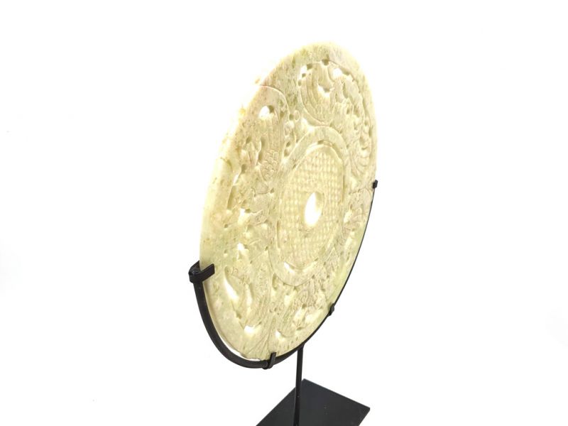 Bi-Scheibe aus Jade 30cm - Jade Weiß geäderten 4