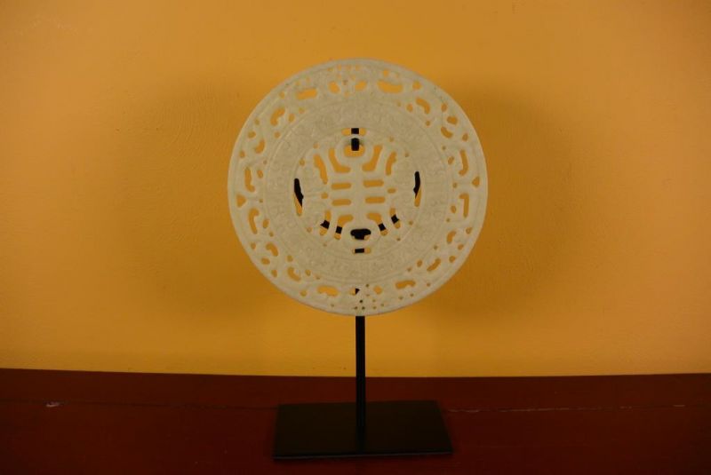 Bi-Scheibe aus Jade - Geschnitzt - 20cm 2
