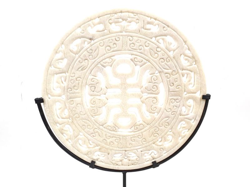 Bi-shaped Jade disc 30cm - Pure White Jade 1