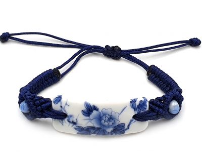 Bijoux Céramique - Collection Blanc Bleu - Bracelet - Chine - Fleurs