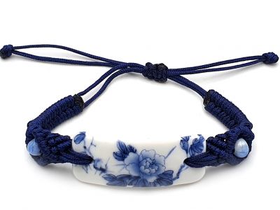 Bijoux Céramique - Collection Blanc Bleu - Bracelet - Chine - Fleurs Bijoux Céramique - Collection Blanc Bleu - Bracelet - Chine - Fleurs