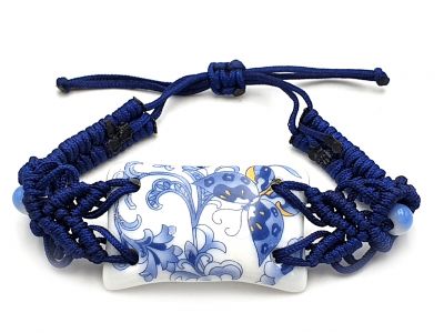 Bijoux Céramique - Collection Blanc Bleu - Bracelet - Chine - Grand Papillon