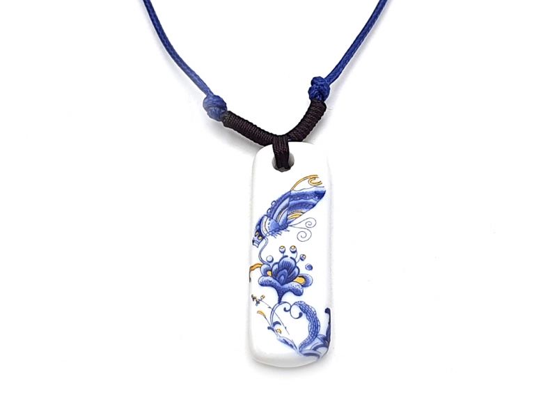 Bijoux Céramique - Collection Blanc Bleu - Collier - Chine - Papillon 2